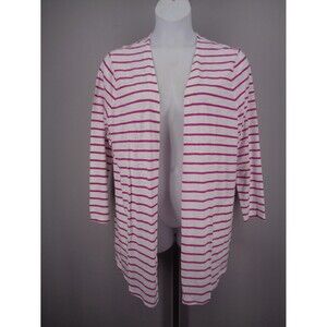 Chicos Ultra Violet Stripe Open Front Cardigan Long Sleeve Size 3 (16) XL New